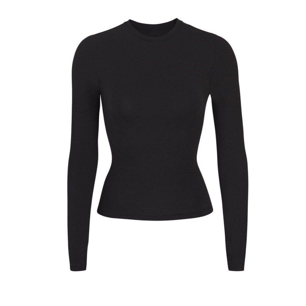 Skims Cotton Jersey Long Sleeve T-shirt Soot